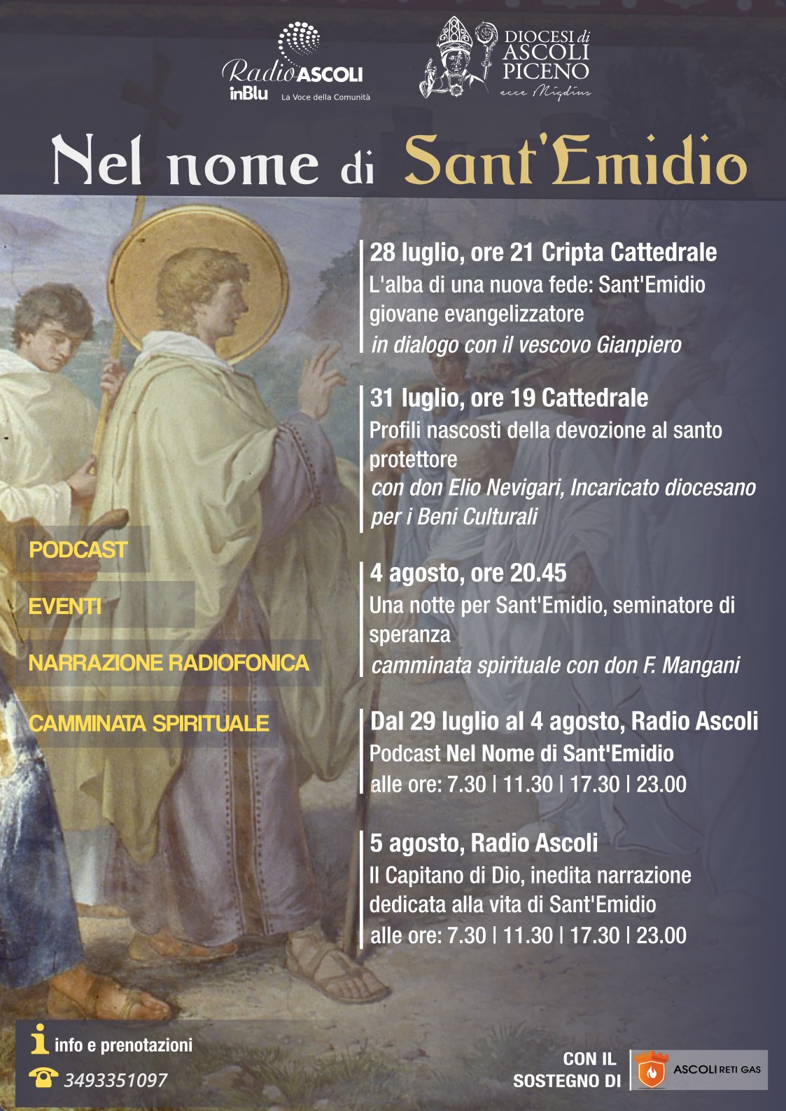 Nel nome di sant'Emidio: podcast, eventi, narrazioni radiofoniche e camminata spirituale - locandina Nel nome di sant'Emidio: podcast, eventi, narrazioni radiofoniche e camminata spirituale - locandina